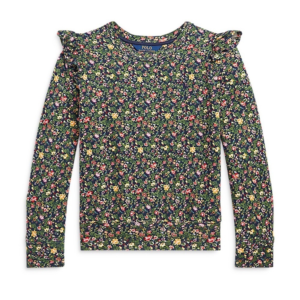 Polo by Ralph Lauren Kids Floral Long Sleeve Top - Navy and Pink